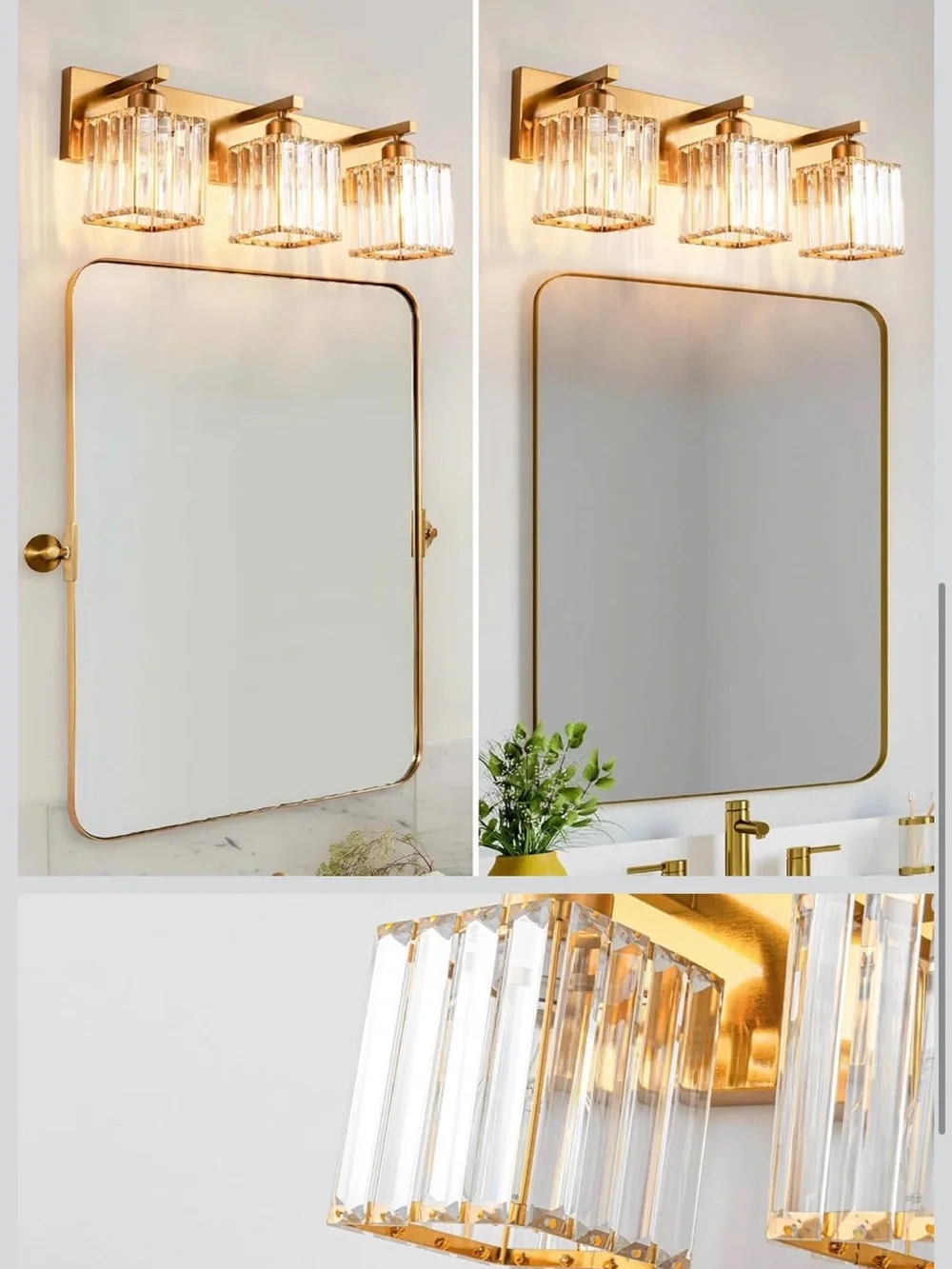 Gold 3-Light Bathroom Vanity Light Fixture - Modern Crystal Design